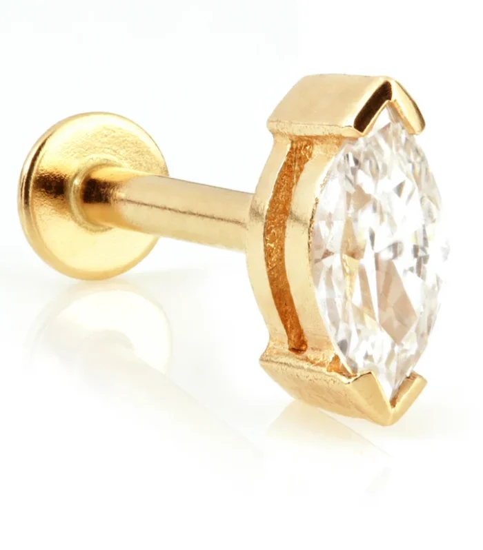 TL - 9ct Gold Single Marquise Gem Internal Labret