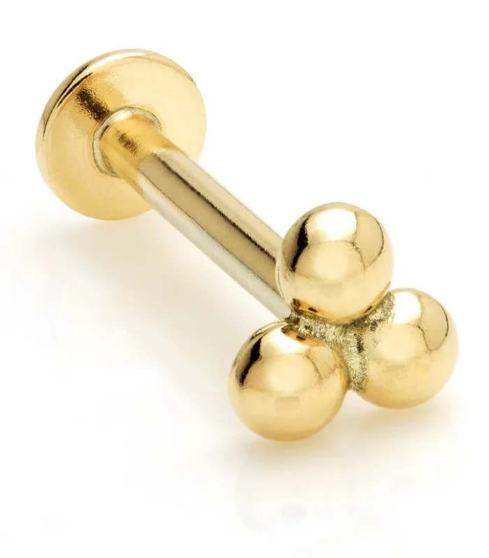 TL - 9ct Gold Triple Ball Internal Labret
