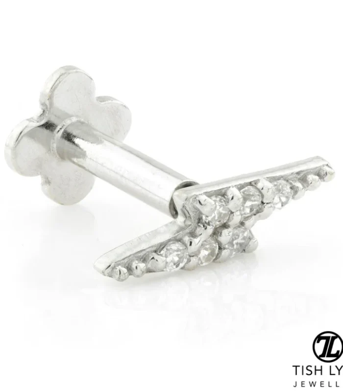 TL - Gold Jewelled Lightning Bolt Internal Labret 1.2mm