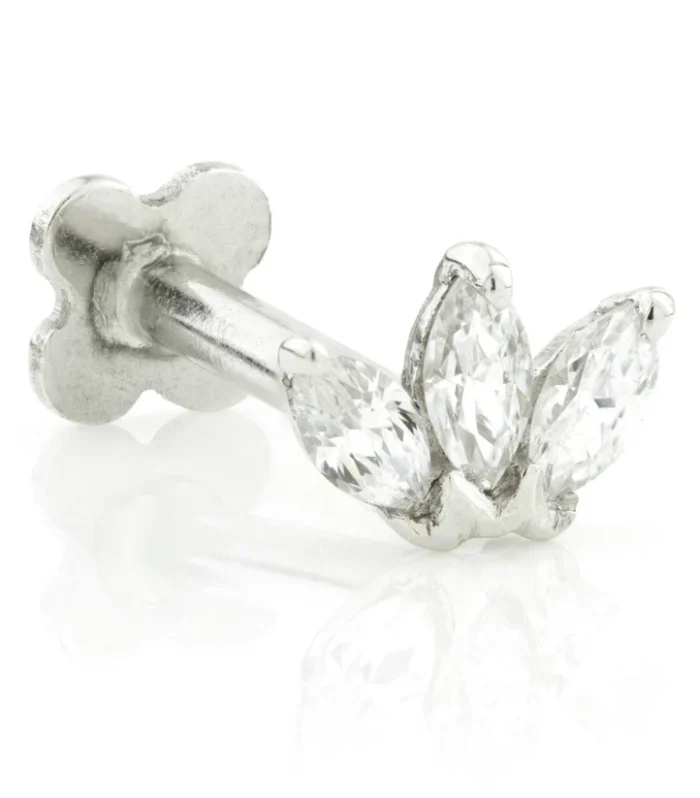 TL - Gold Lotus 3 Marquise Internal Labret 1.2mm