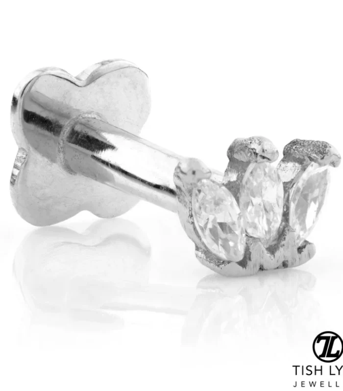 TL - Gold Triple Marquise Flower Internal Labret 1.2mm