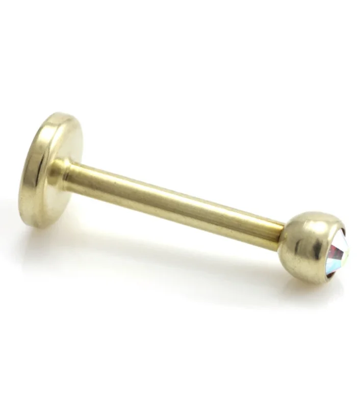Zircon Ti PVD Gold Micro Gem Labret