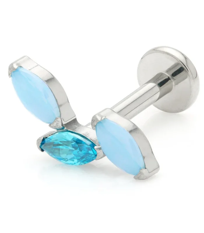 Ti Threadless Opal & Gem Marquise Labret