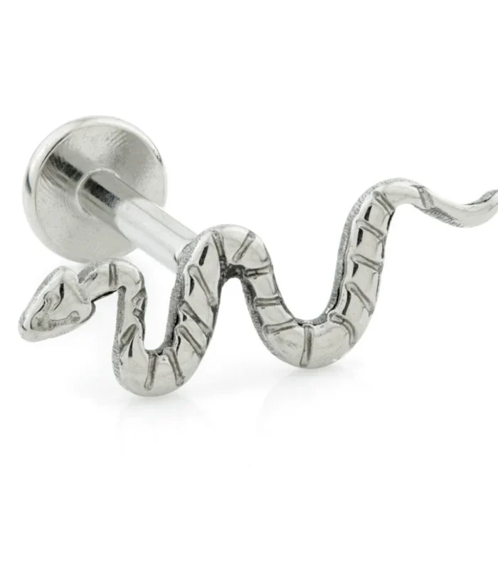 Ti Threadless Labret with Snake Top