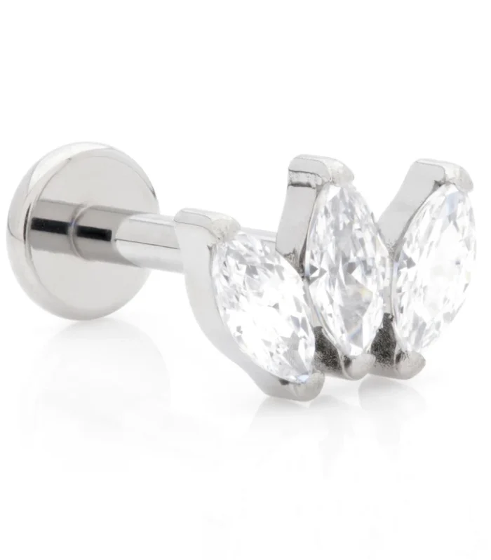 Ti Internal Labret with Jewelled Marquise Trio Attachment