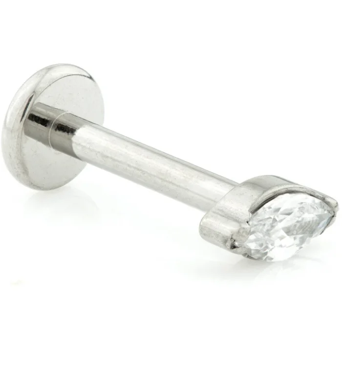 Threadless Ti Labret with Marquise Gem Attachment