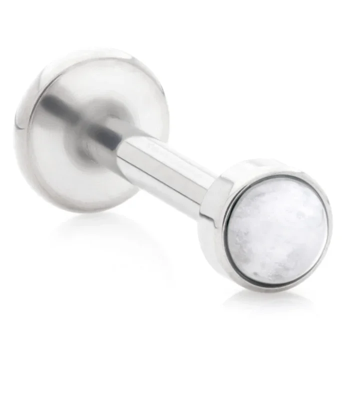 Ti Internal Labret with Moonstone Bezel Attachment