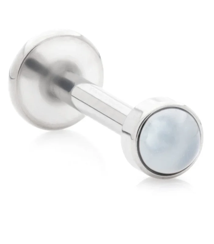 Ti Internal Labret with Aquamarine Stone Bezel Attachment