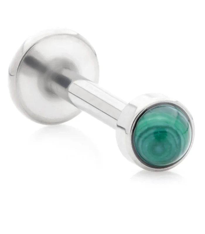 Ti Internal Labret with Malachite Stone Bezel Attachment