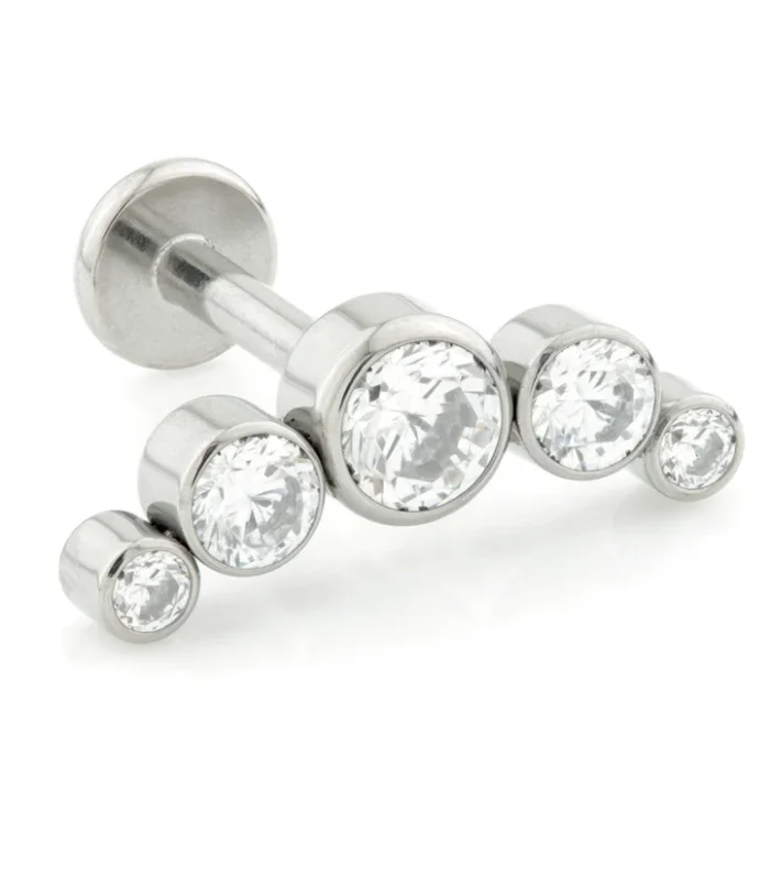 Ti Threadless Labret with Gem Crescent