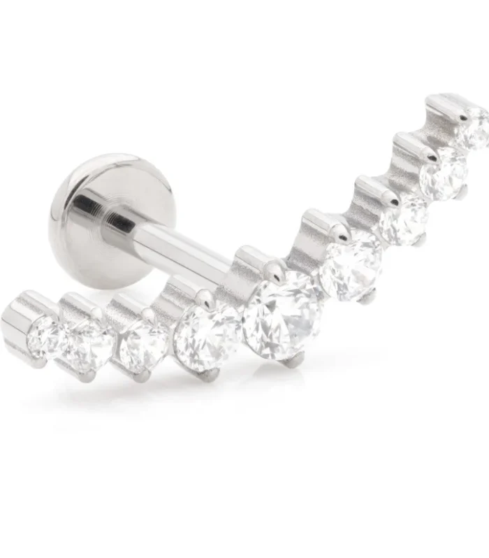 Ti Threadless Jewelled Prong Crescent Labret