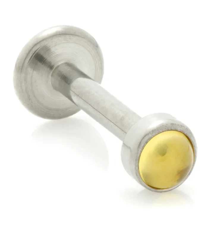 Ti Internal Labret with Citrine Stone Bezel Attachment