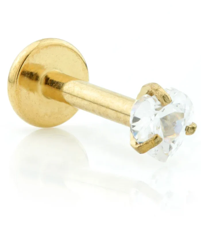Zircon Gold Internal Ti Micro Labret with Heart Gem Attachment (1.2mm)
