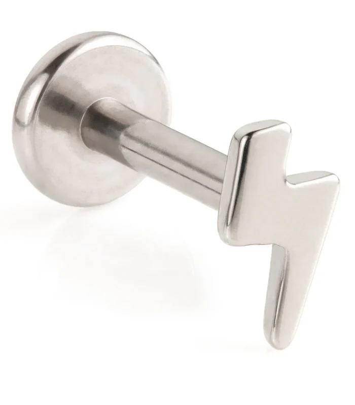 Ti Threadless Labret with Mini Lightning Bolt