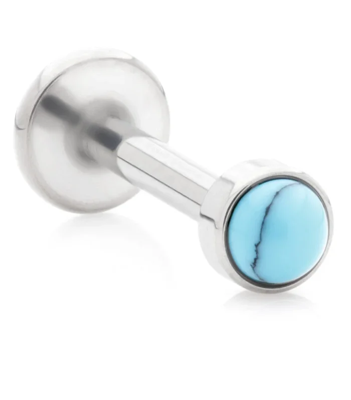 Ti Internal Labret with Turquoise Stone Bezel Attachment