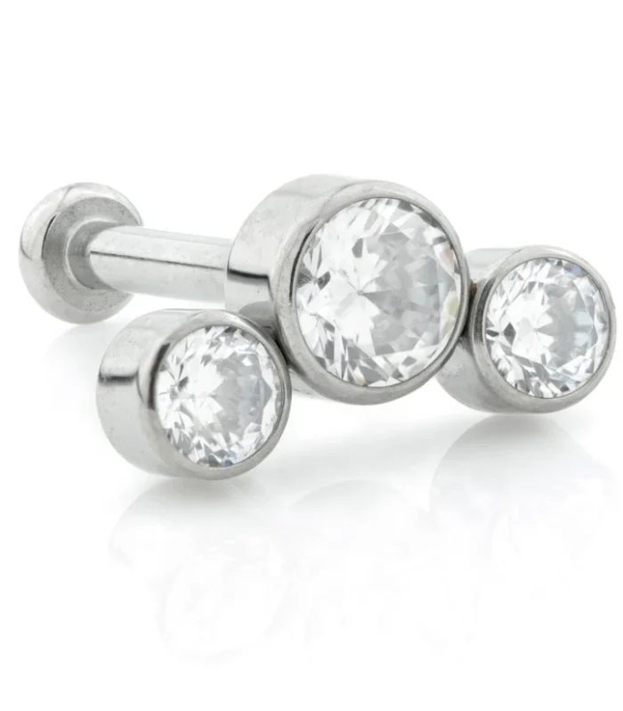 Ti Threadless Small Base Labret with Triple Gem Attachment