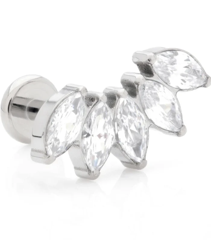 Ti Internal Labret with Jewelled Marquise Crescent Attachment