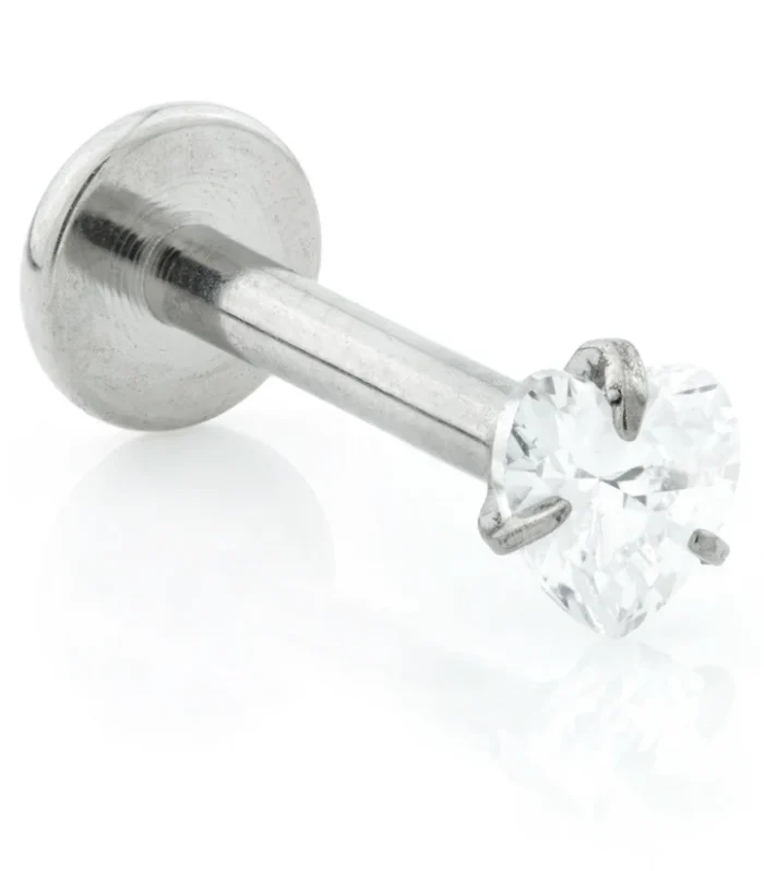 Internal Ti Micro Labret with Heart Gem Attachment (1.2mm)