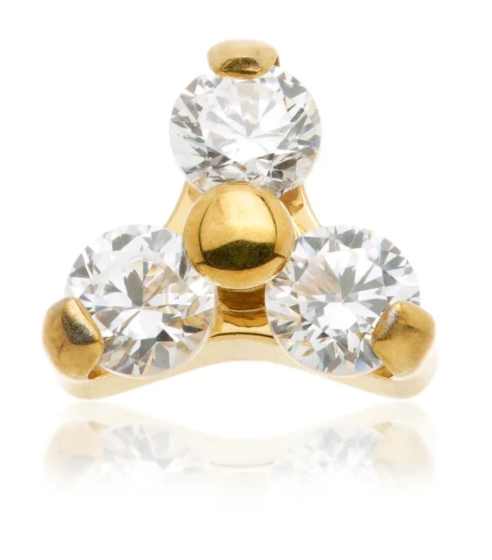 Zircon Gold Internal Ti Micro Labret with Ti Gem Trinity