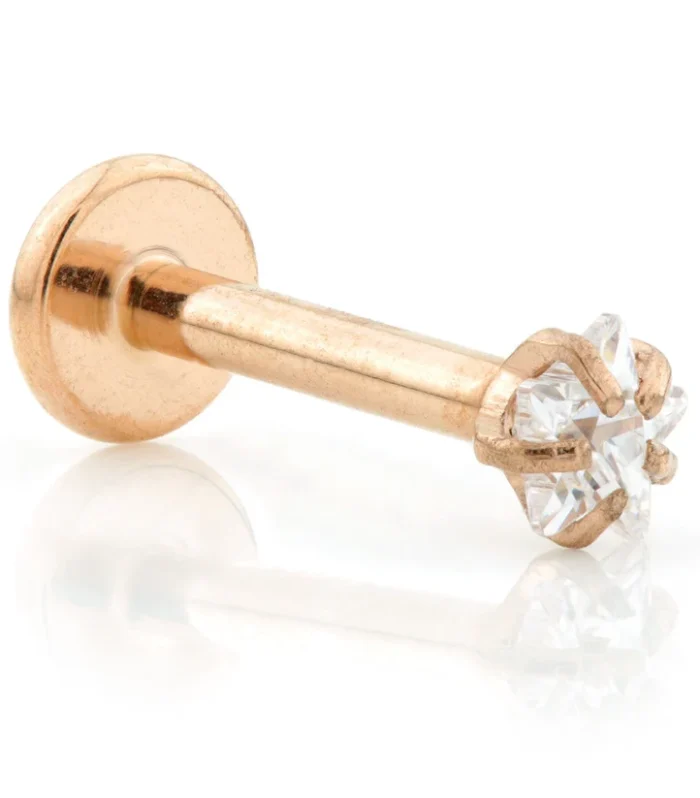 Rose Gold Internal Ti Micro Labret with Star Gem Attachment (1.2mm)