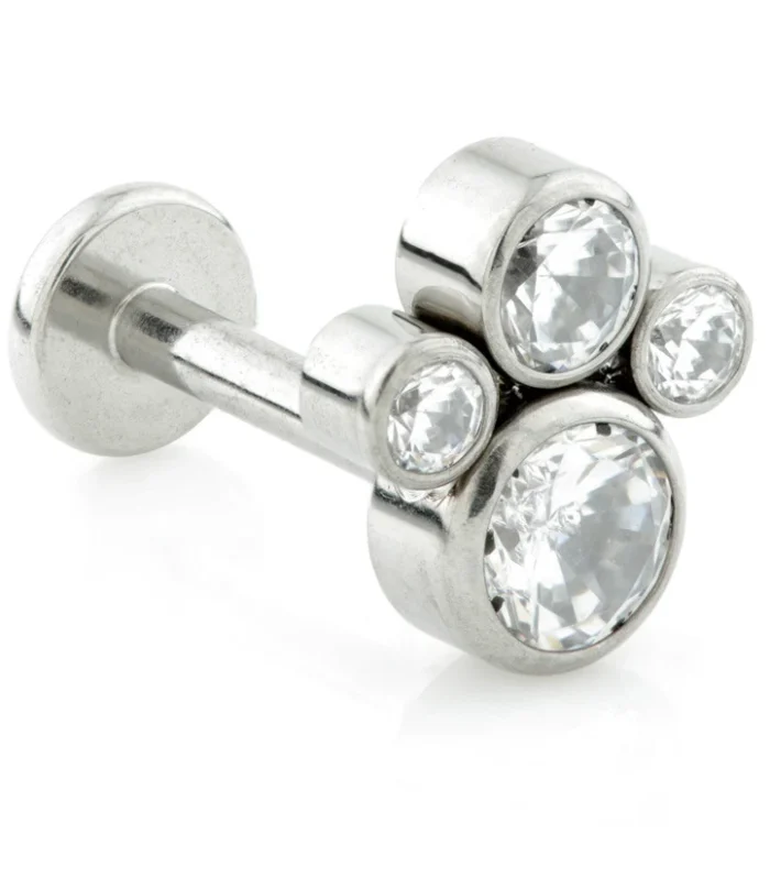 Ti Threadless Labret with Gem Quad Attachment