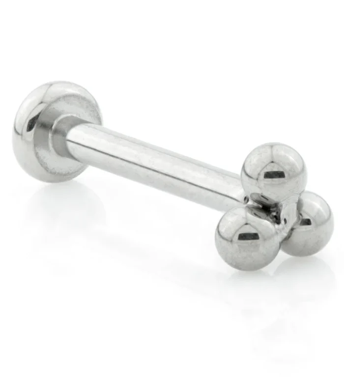 Titanium Threadless Labret with Trinity Dot Attachment (1.0mm Thread)
