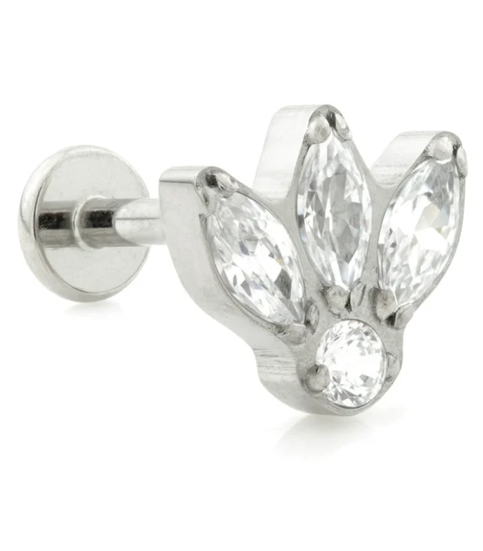Ti Threadless Labret with Fleur De Lis Gem Top