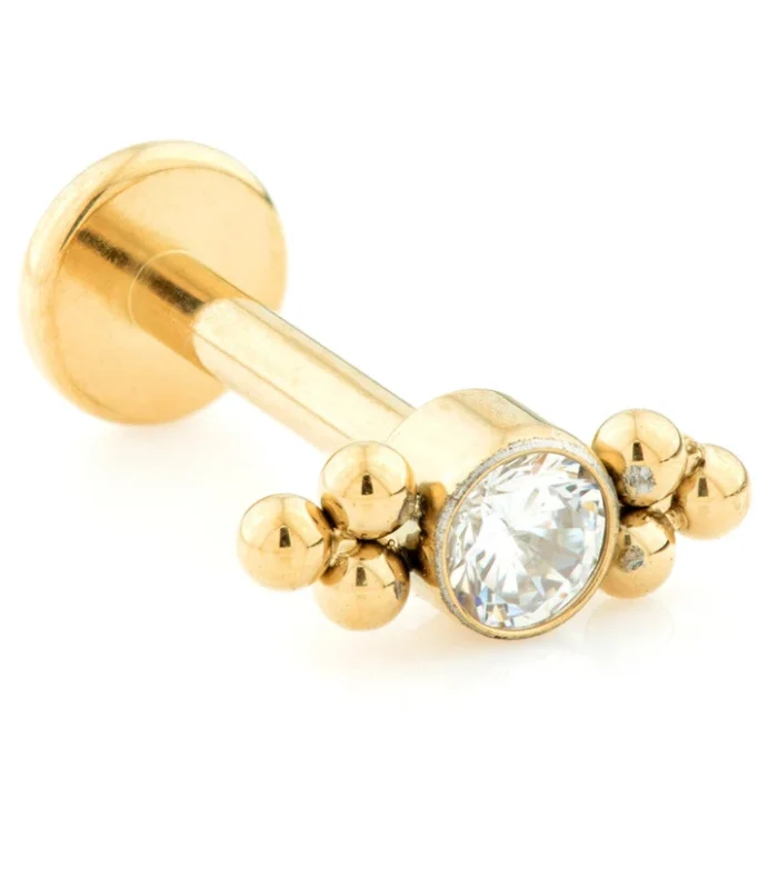 Internal Zircon Gold Ti Gem Dot Disk Labret