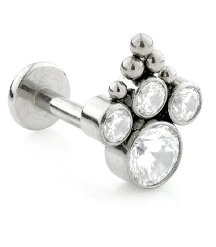Internal Ti Micro Labret With Caeli Gem Cluster