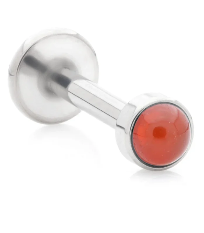 Ti Internal Labret with Red Agate Stone Bezel Attachment