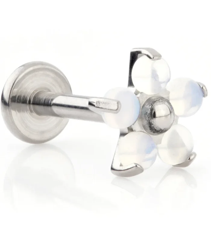 Ti Threadless Labret with Opalite Flower Attachment