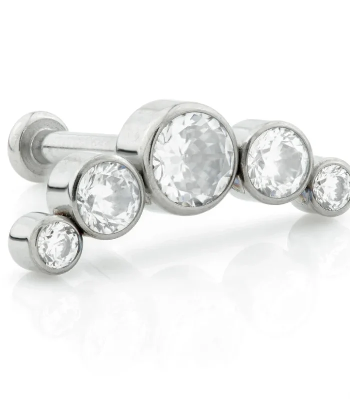 Ti Threadless Small Base Labret with Gem Crescent
