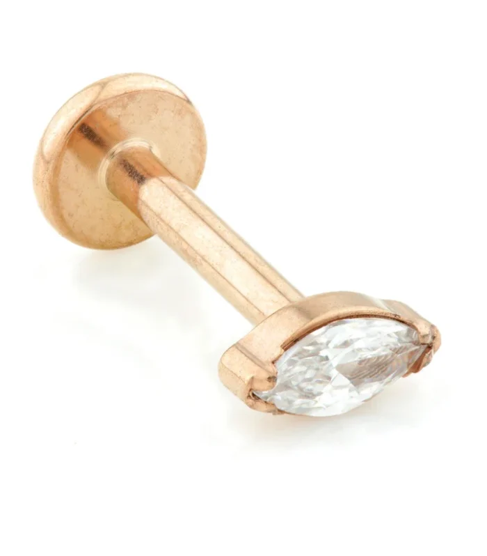Internal Rose Gold Ti Labret with Marquise Gem Attachment