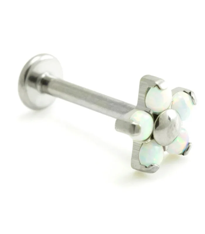 Titanium Internal Thread Micro Labret with Opal Flower - 1.2mm-8mm