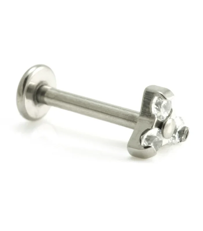Internal Ti Micro Labret with Ti Gem Trinity - 3 Gems-1.2-8-CR-MD