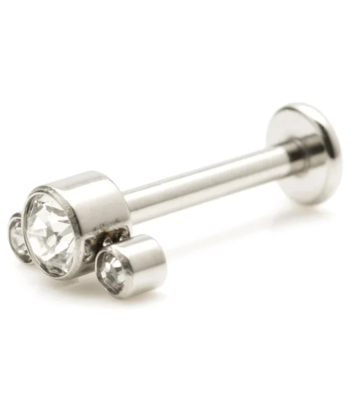 Ti Threadless Labret with Ti Triple Gem