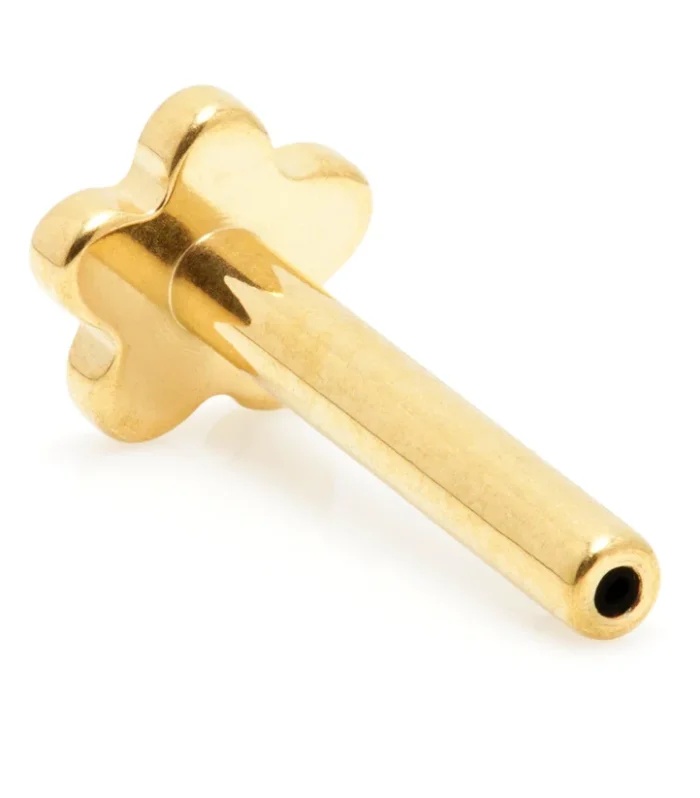 TL - Zircon Gold Ti Threadless Labret Stem with Flower Base