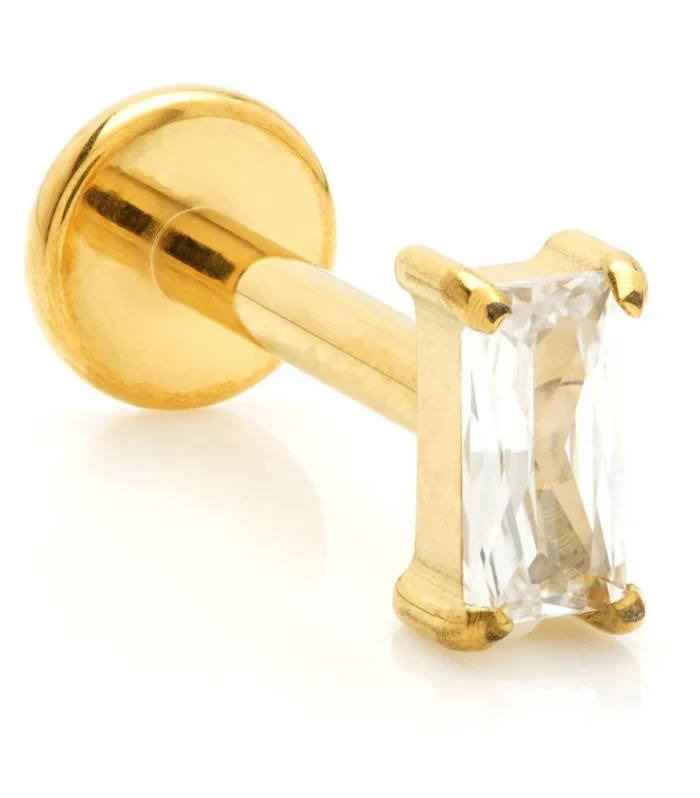 Zircon Gold Titanium Labret with Gem Baguette Attachment