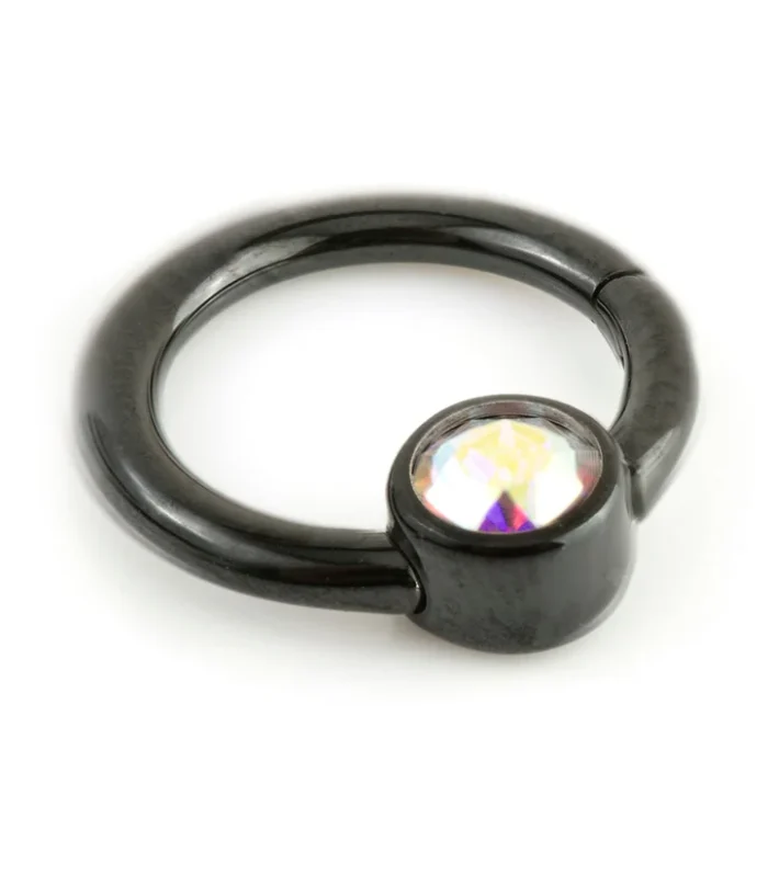 Evil Black Titanium Gem Hinge Segment Ring