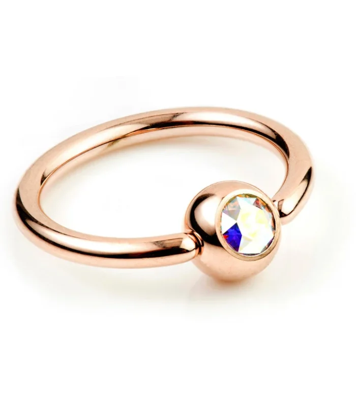 Rose Gold Titanium BCR with Gem - 1.2mm