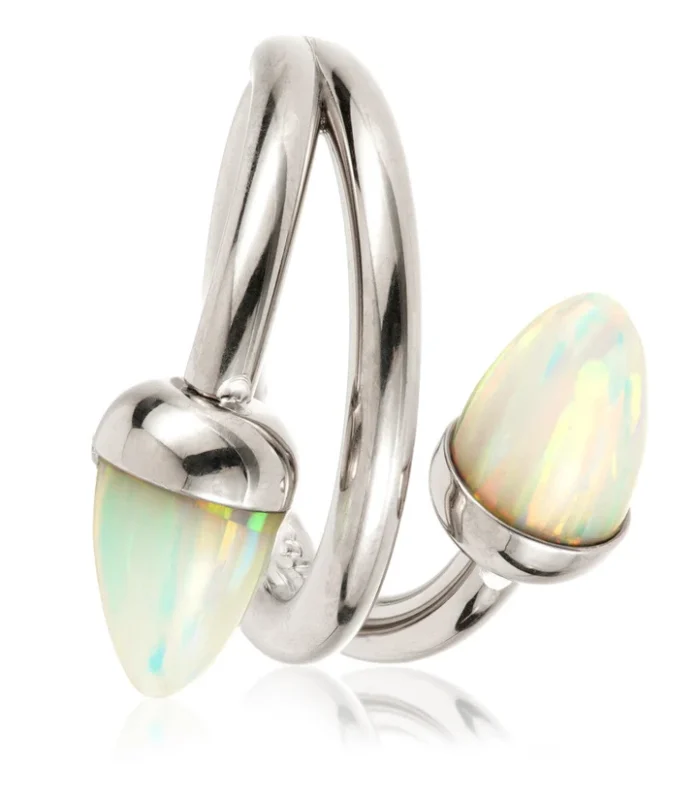 Ti Couture Coiled Shape with Cone Opal Ends Hinged Ring