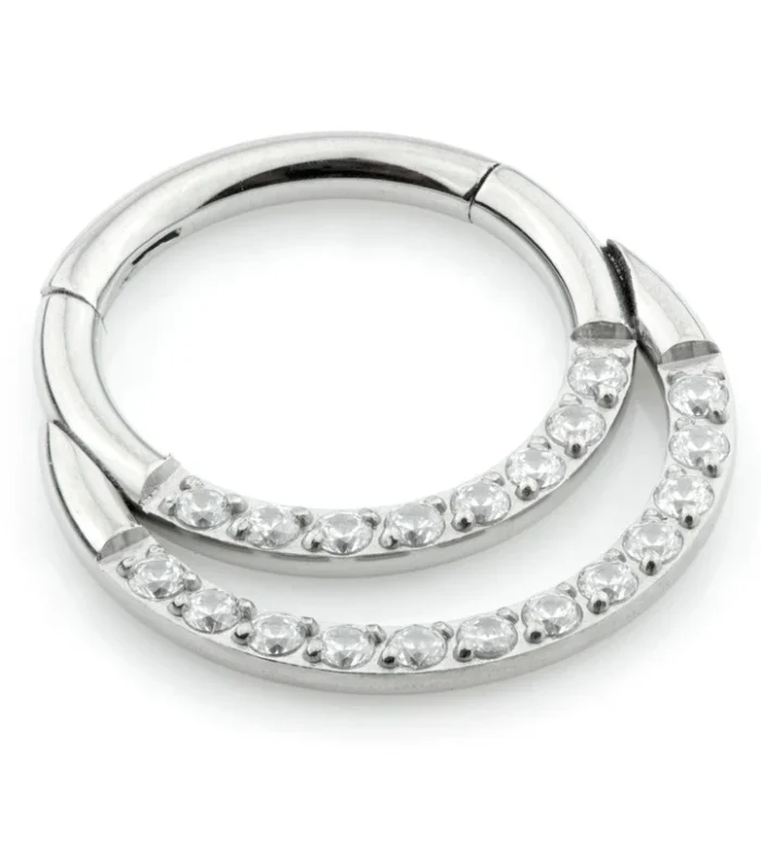 Ti Couture Double Jewelled Daith Titanium Hinged Ring