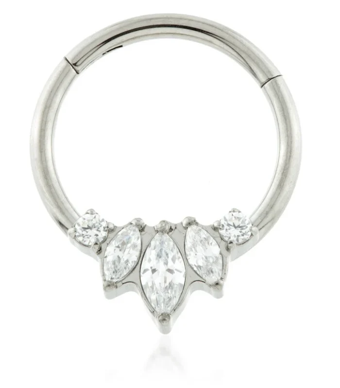 Ti Couture Forward Facing Marquise Gem Hinged Ring