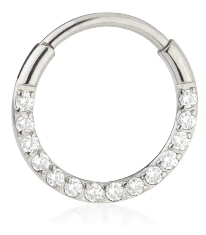 Ti Couture Front Facing Pavé Gems Hinged Ring (0.8mm)