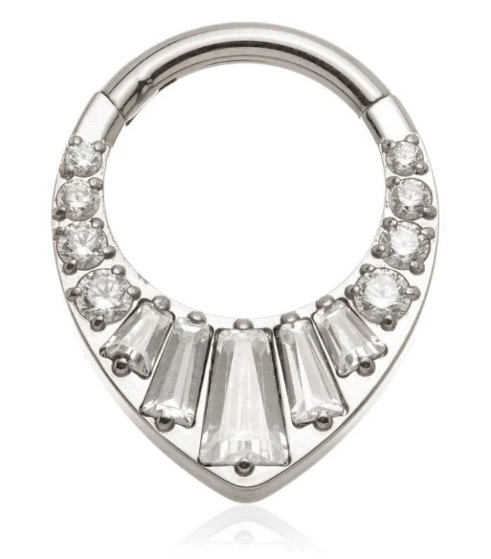 Ti Couture Hinged Ring with Baguette and Round Gems