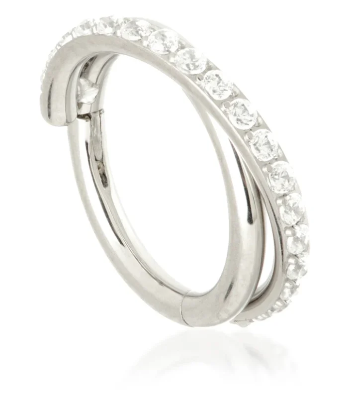 Ti Couture Pavé Side Twist Hinged Ring