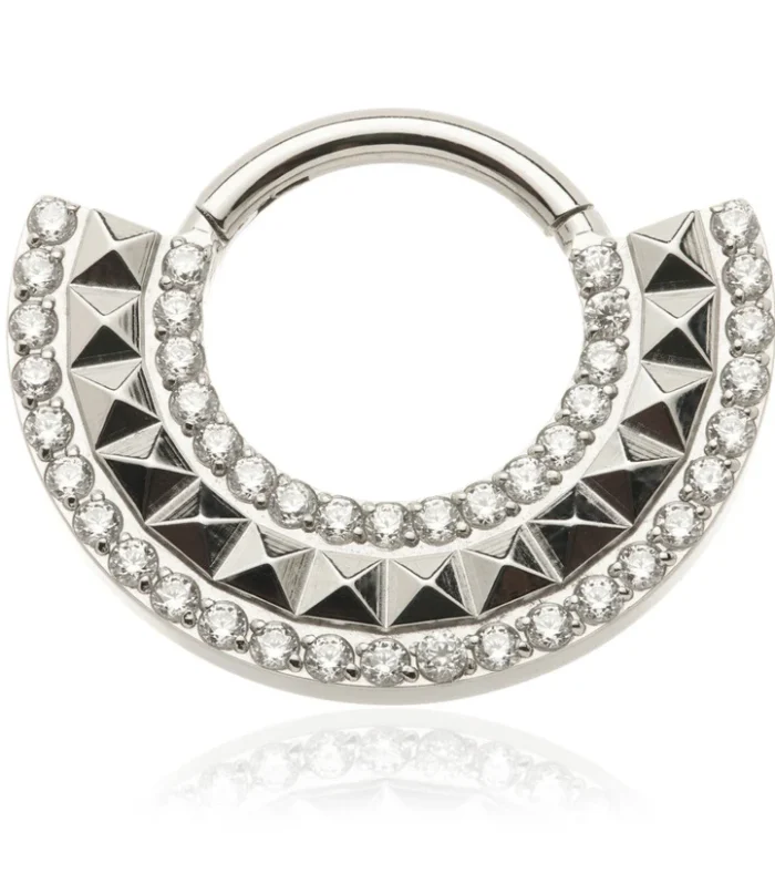 Ti Couture Square Cut Gem Surround Hinge Ring