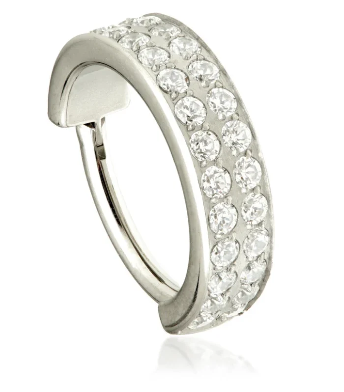 Ti Couture Thick Double Jewelled Pav� Hinged Ring