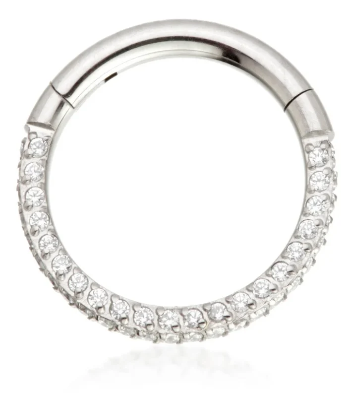 Ti Couture Triple Facing Pavé Gems Hinged Ring