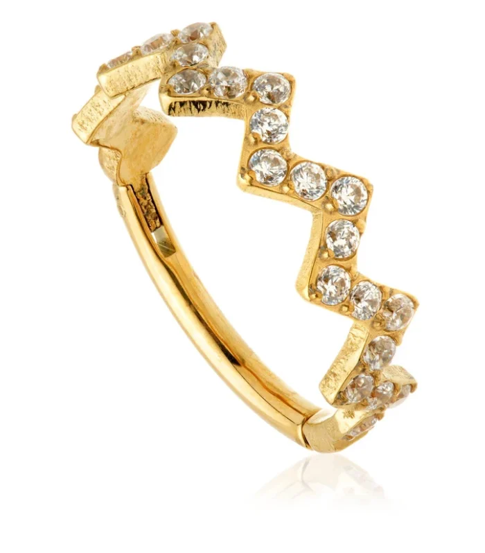 Ti Couture Zircon Gold Pavé Zig Zag Hinged Ring